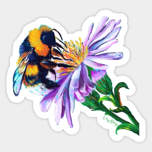 Bumble bee and a flower Sticker